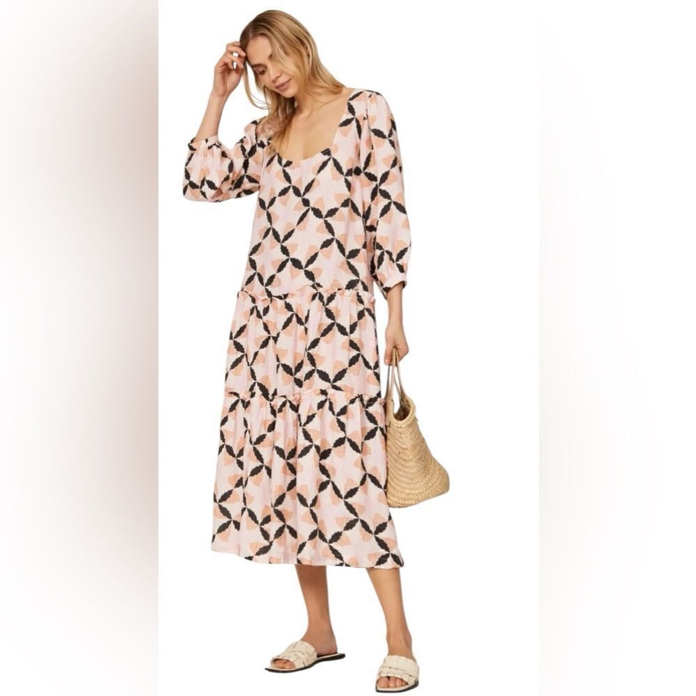 The Odells Lyla Linen Midi Dress Size Small